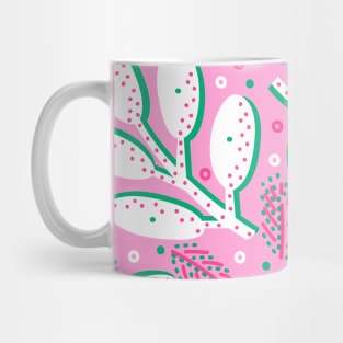 Pink White with Green Accents Mug